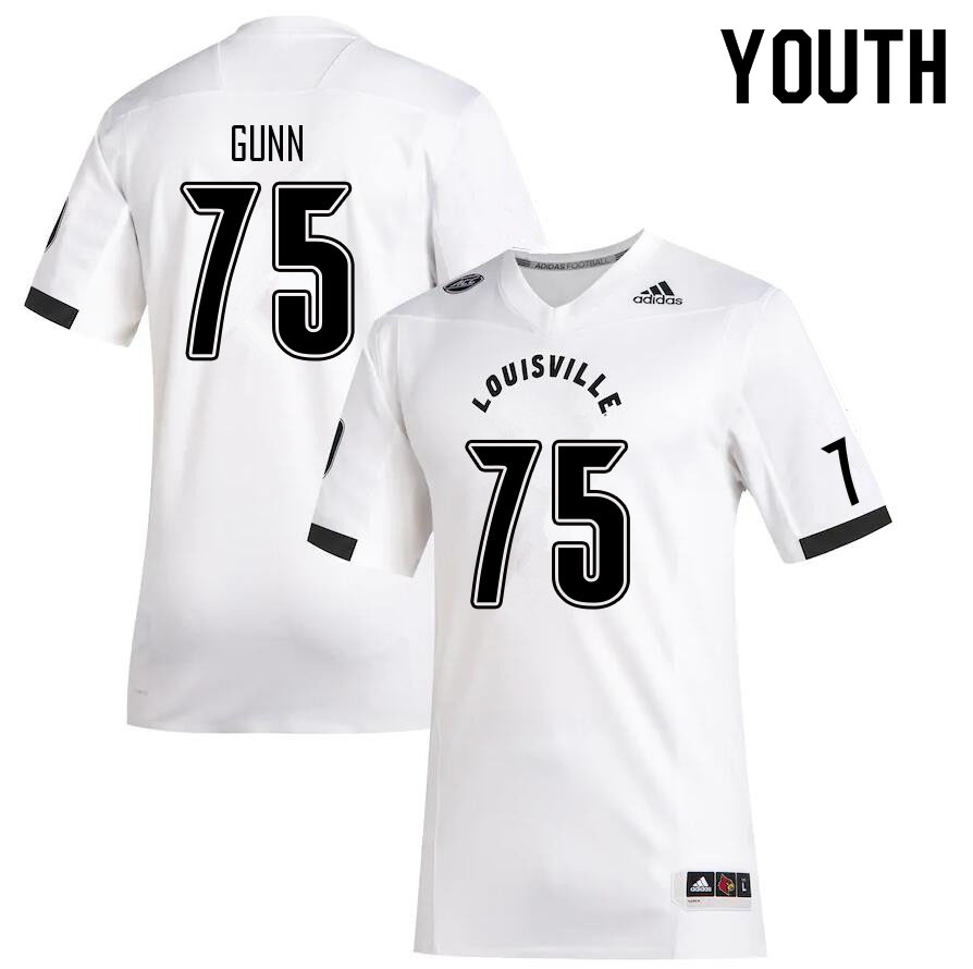 Youth #75 Aaron Gunn Louisville Cardinals College Football Jerseys Sale-White